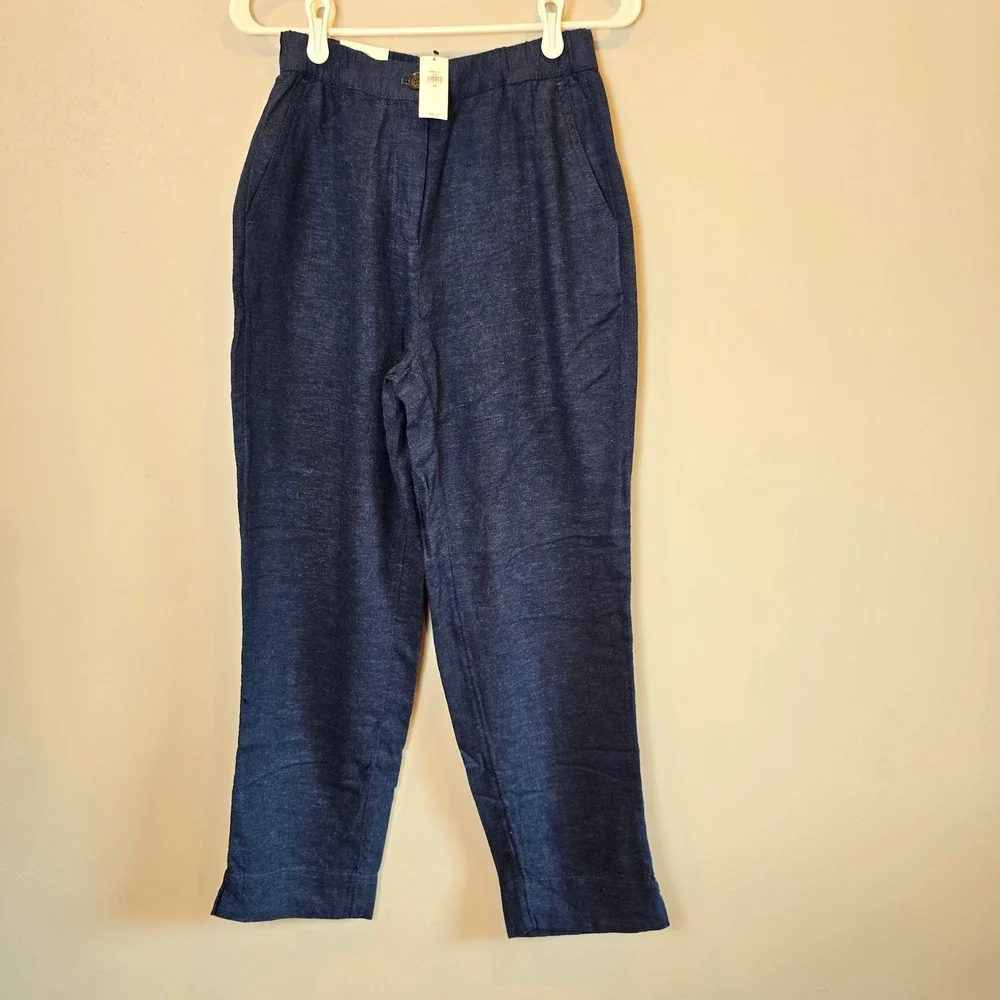 Banana Republic Pants Tapered High Rise Ankle Womens Extra Small Linen NWT Blue